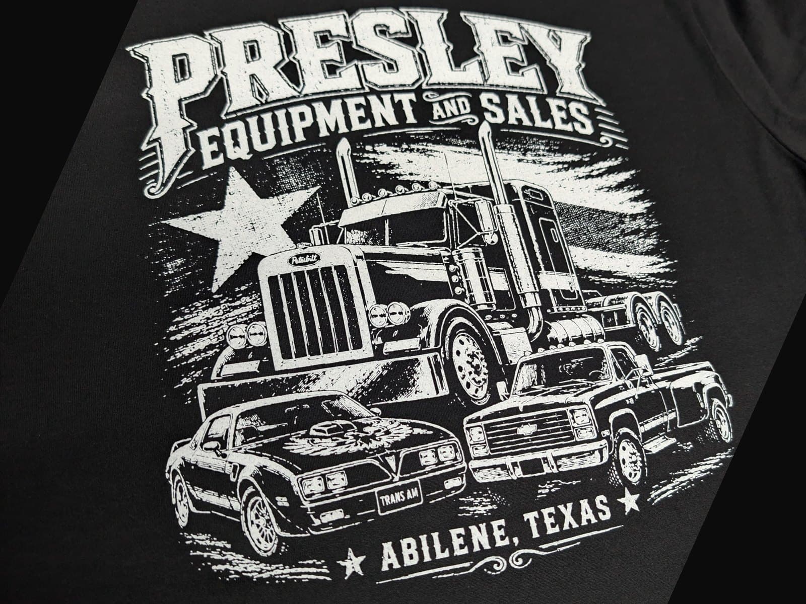 Custom Presley Equipment and Sales screen printed business shirt
