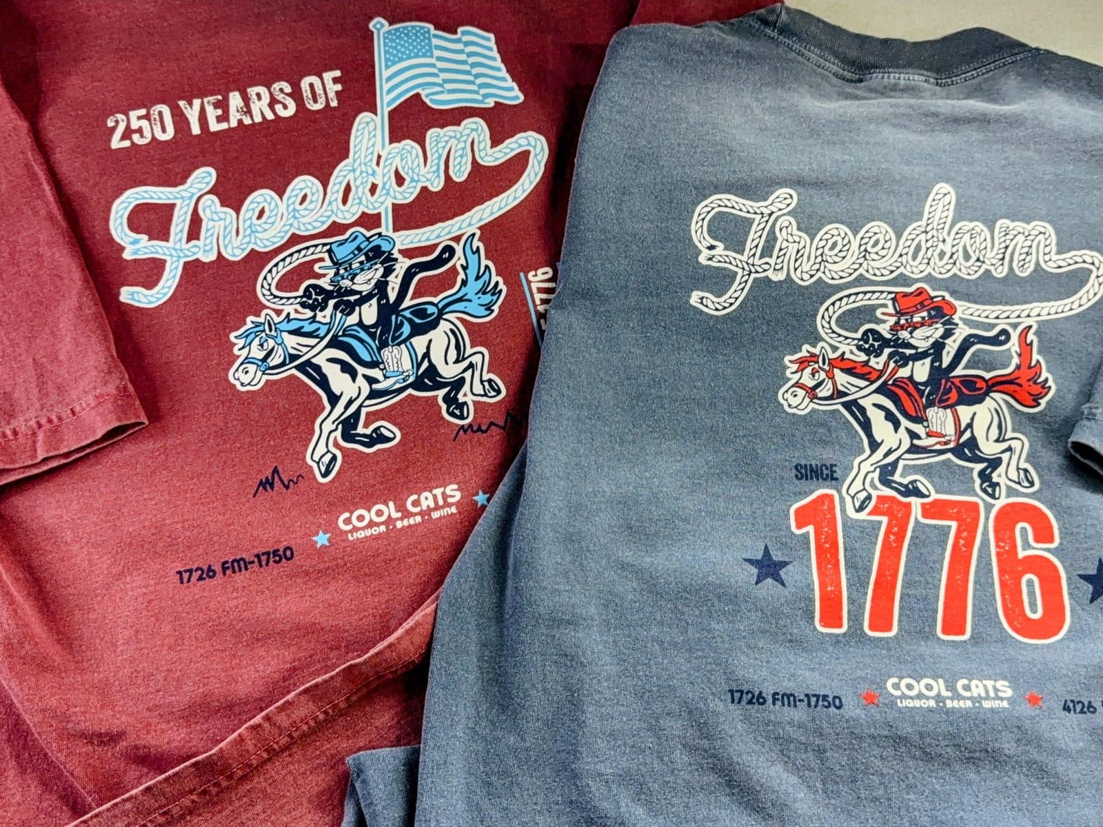 Two custom Freedom commemorative shirts printed for a community event